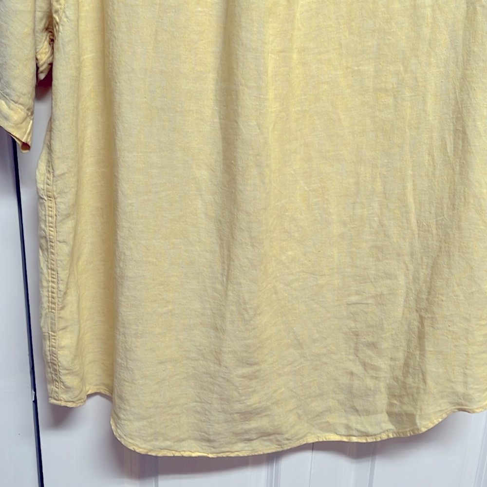 Roundtree & Yorke Yellow Short Sleeve Pocket Linen Mens Shirt Size XL - Picture 8 of 8